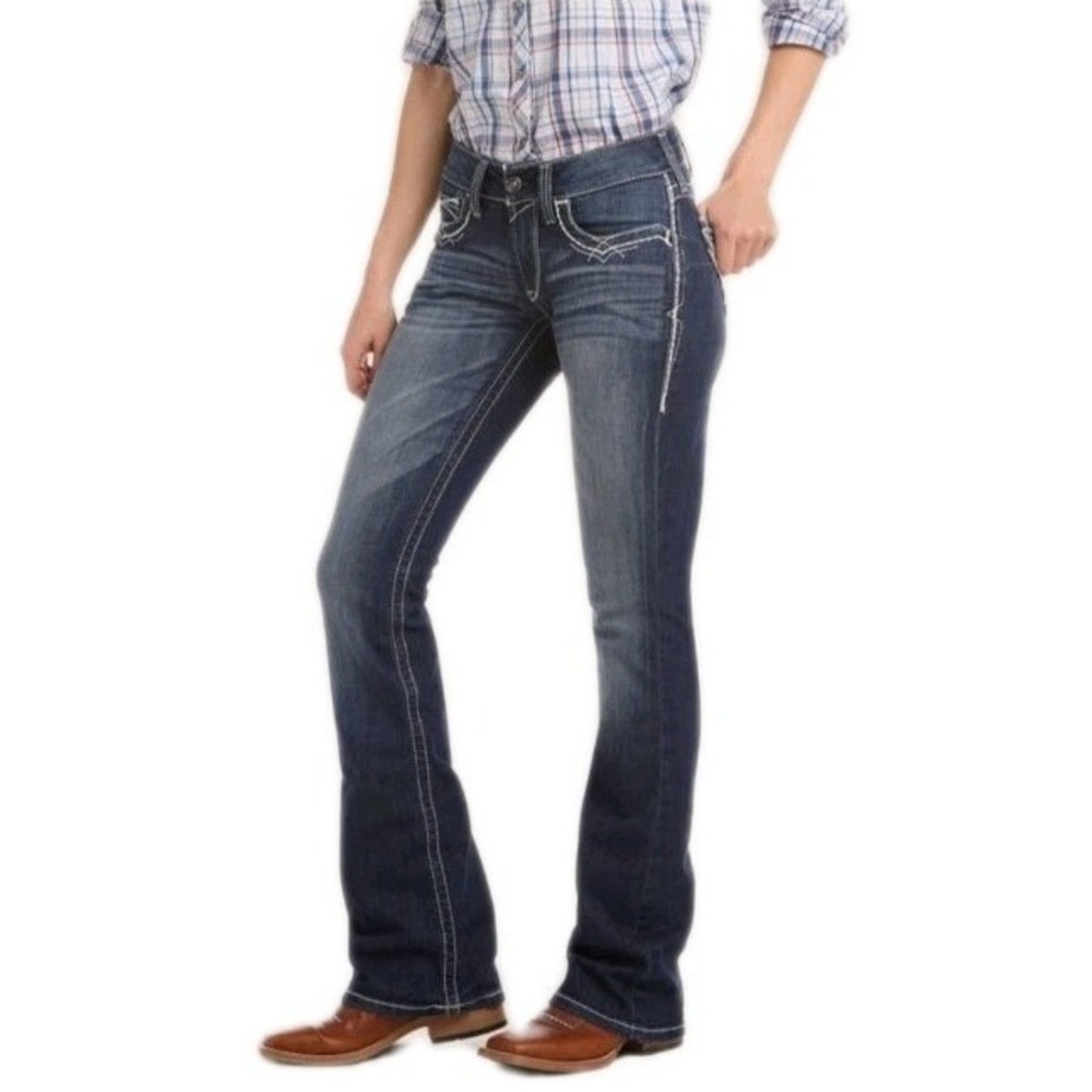ARIAT REAL Bootcut Jeans Womens 30S Marine Blue Mid Rise Stretch Denim Western‎ - Picture 10 of 11